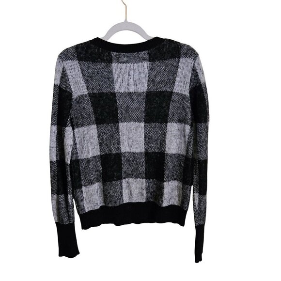 Banana Republic Black Buffalo Check Mohair Wool Blend Crewneck Sweater Size S - Picture 3 of 6